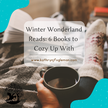 A picture of someone in cozy socks holding a mug of steaming liquid with a book in the background and text in the foreground that says Winter Wonderland Reads: 6 Books To Cozy Up With